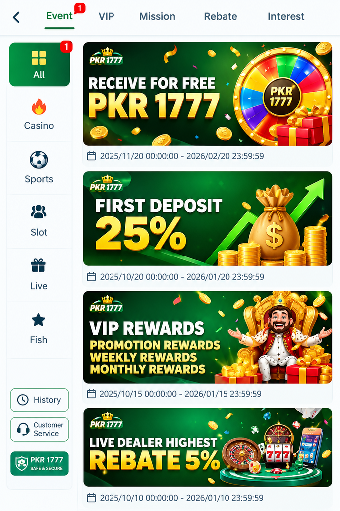 1700 PKR Welcome Bonus Daily Rewards and Free Cash Prizes