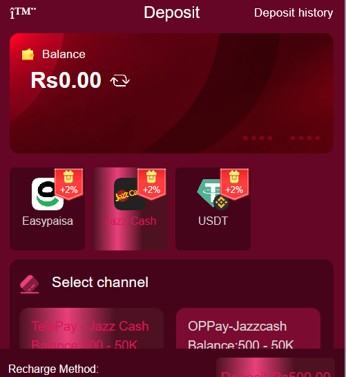Mega Win deposit method Easypaisa JazzCash